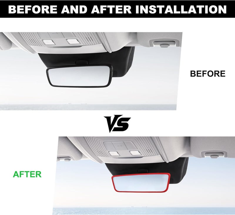 FSTURIOS Car Rear View Mirror Protector Frame, Silicone Rearview Mirror Edge Protective Cover, Automotive Mirrors Trim Frame Decoration Compatible with Model 3 Y X S Semi 2014-2024 (Red) - Image 4